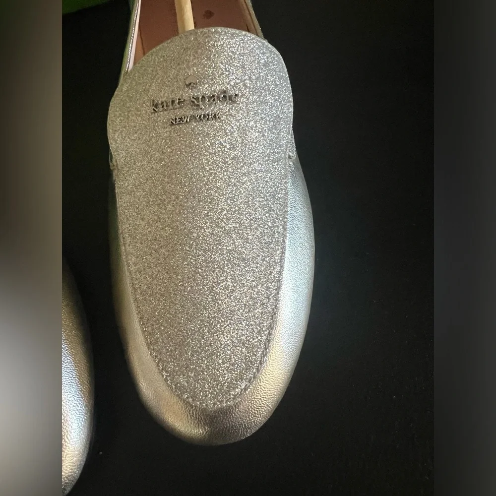 Kate Spade Silver Women's Loafers with glitter detailing